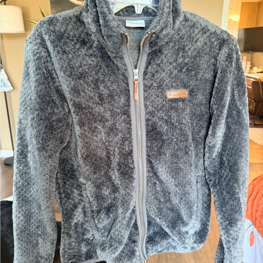 Columbia Gray Sherpa Fleece Zip Jacket
